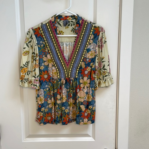 Anthropologie Floral Multicolor Blouse - Picture 5 of 7